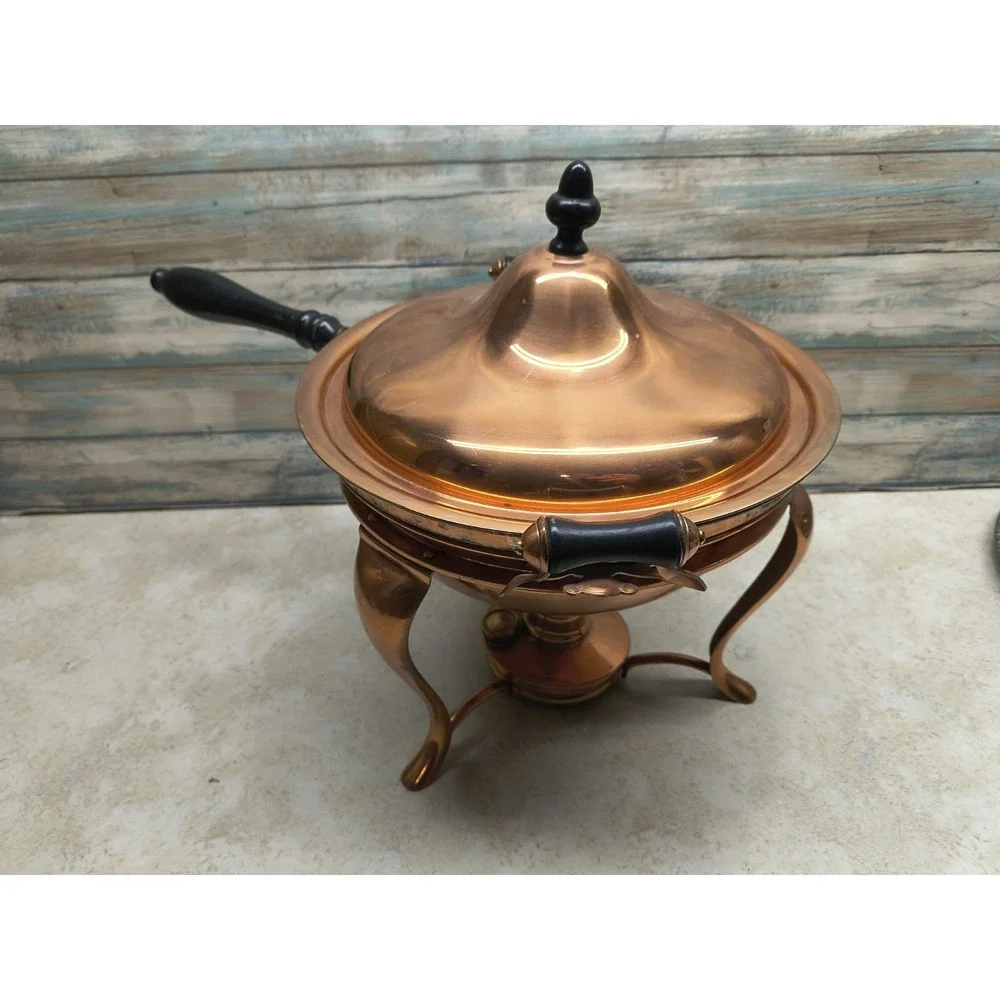 VINTAGE 5 PIECE COPPER‎ & BRASS CHAFING POT, S&S Co  sternau & Co new york